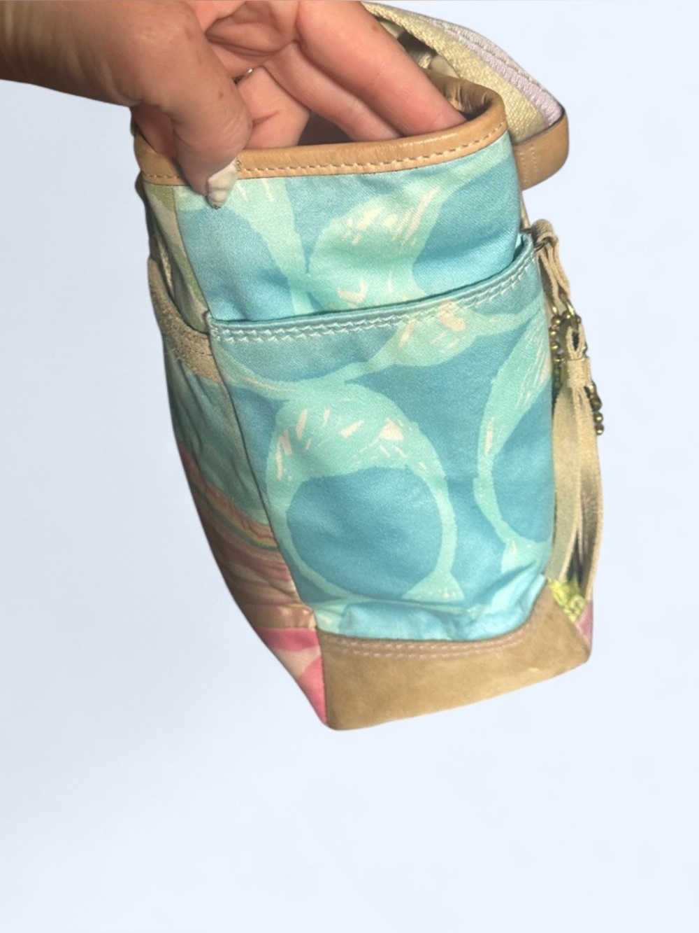 SOLD - rare vintage Y2K Coach Hamptons spring pastel patchwork tote bag - Picture 5 of 14
